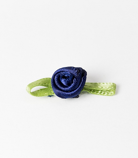 Small Ribbon Rose 100 Pcs Navy Blue